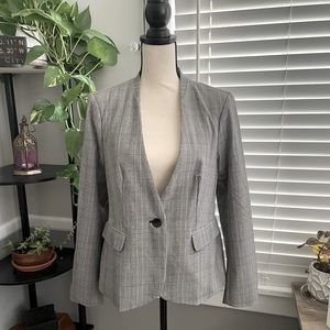 Premise Studio Collarless Gray Plaid Blazer Petite size 12P